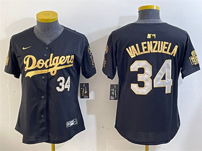 Youth Los Angeles Dodgers #34 Toro Valenzuela Black/Gold 2024 World Series With Fernando Memorial Patch Limited Stitched Baseball Jersey Youth Los Angeles Dodgers #34 Toro Valenzuela Black/Gold 2024 World Series With Fernando Memorial Patch Limited Stitched Baseball Jersey
